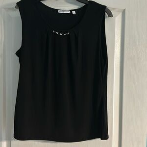 Women’s black sleeveless dress shirt with jeweled neck line
